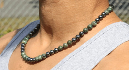 African Turquoise and Hematite Necklace - A Journey of Growth and Grounding