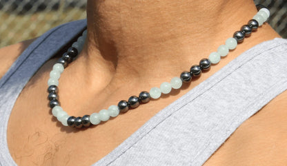 Aquamarine and Hematite Necklace - The Essence of Calm and Strength