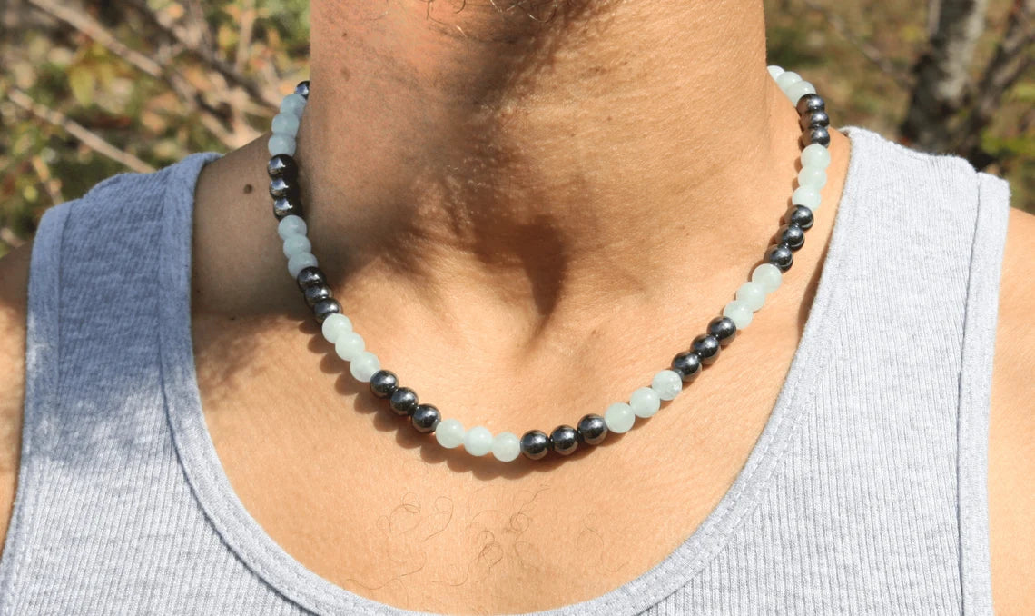 Aquamarine and Hematite Necklace - The Essence of Calm and Strength