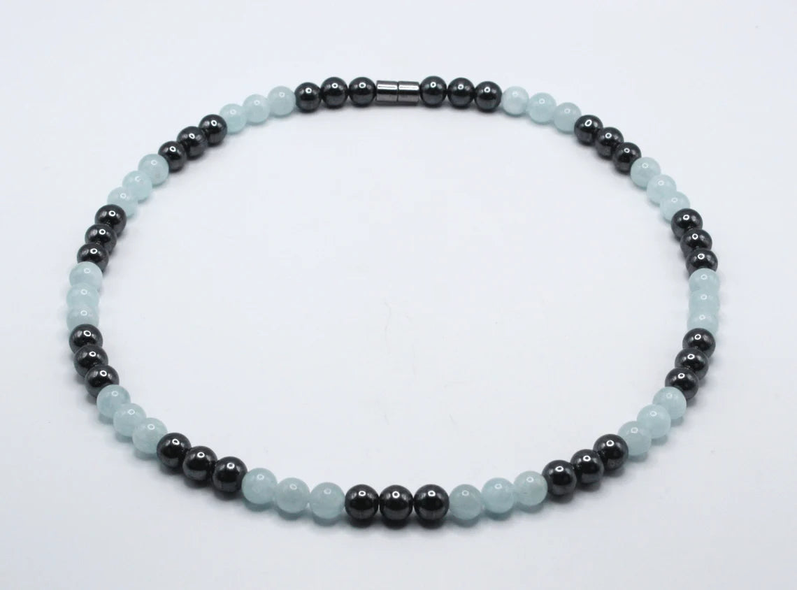 Aquamarine and Hematite Necklace - The Essence of Calm and Strength