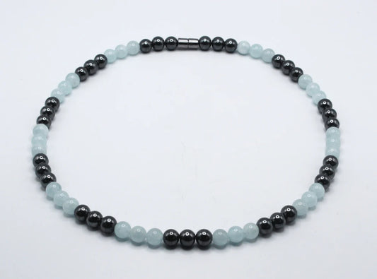 Aquamarine and Hematite Necklace - The Essence of Calm and Strength
