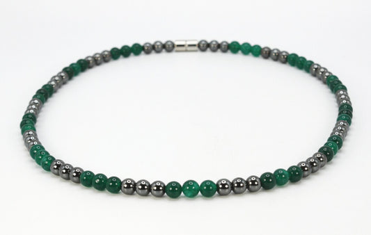 Green Jade and Hematite Necklace - Harmony and Protection Embodied