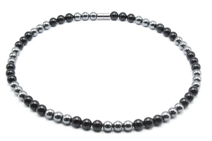Hematite and Obsidian Necklace - Gemstone Jewelry for Men/Women - A Shield of Grounding and Protectio