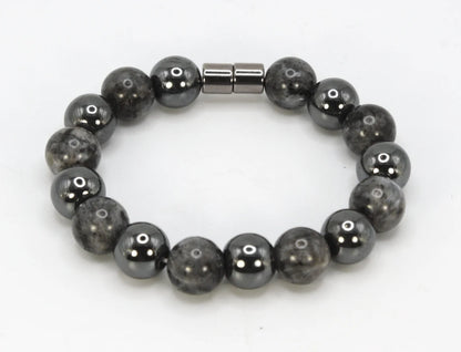 Auras by Osiris Hematite & Larvikite Bracelet 🖤🌌 | Grounding, Mystical Insight, Psychic Protection & Spiritual Awakening Jewelry (8mm)