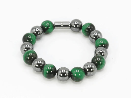 Hematite and Green Tiger's Eye Bracelet - A Talisman of Balance and Renewal