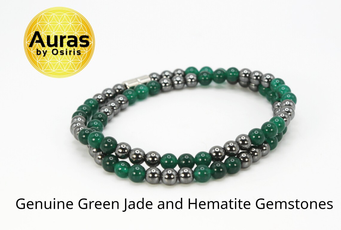 Green Jade and Hematite Necklace - Harmony and Protection Embodied