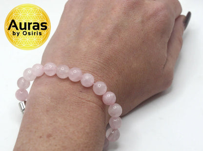Rose Quartz Bracelet with Magnet Clasp - Pink Gemstone Jewelry for Self Love & Compassion