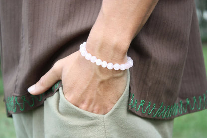 Rose Quartz Bracelet with Magnet Clasp - Pink Gemstone Jewelry for Self Love & Compassion