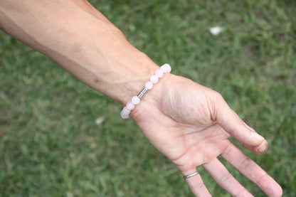 Rose Quartz Bracelet with Magnet Clasp - Pink Gemstone Jewelry for Self Love & Compassion