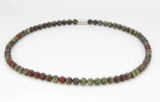 Genuine Dragon Bloodstone Crystal Necklace for Men/Women EMF Protection Necklace 6/8/10mm Bloodstone Jewelry Handmade in USA