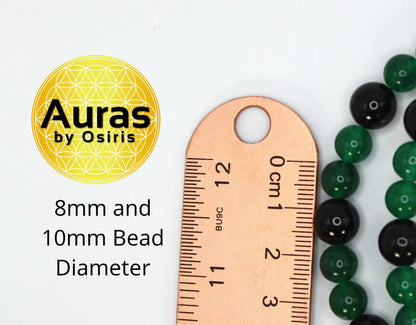 Black Onyx and Green Jade Necklace for Men/Women - Beaded Gemstone Jewelry for Protection and Success