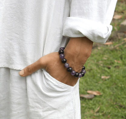Obsidian and Amethyst Bracelet - The Emblem of Protection and Tranquility