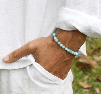 Ocean's Whisper: Larimar Bracelet - A Serenade of Sea and Sky