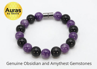Obsidian and Amethyst Bracelet - The Emblem of Protection and Tranquility