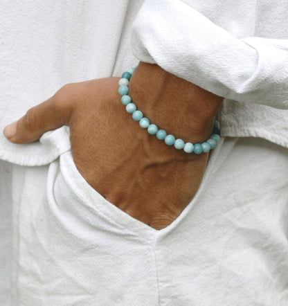Ocean's Whisper: Larimar Bracelet - A Serenade of Sea and Sky