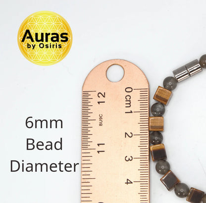 Solar Eclipse: Yellow Tiger Eye and Black Moonstone Bracelet - The Harmony of Light and Shadow