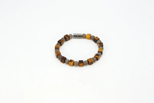 Solar Eclipse: Yellow Tiger Eye and Black Moonstone Bracelet - The Harmony of Light and Shadow