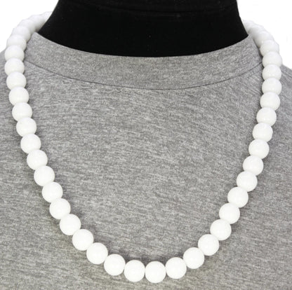 Pure Elegance: White Onyx Alabaster Necklace for Men Women - Whisper of Serenity