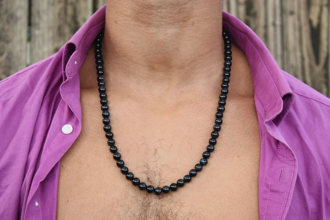 8mm Blue Tiger Eye Necklace - Mens Necklace - Beaded Necklace - Crystal Necklace - Gemstone necklace