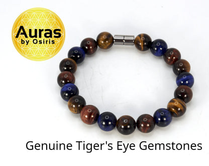 Prism of Power: Red, Blue, and Yellow Tiger Eye Bracelet - Spectrum of Strength