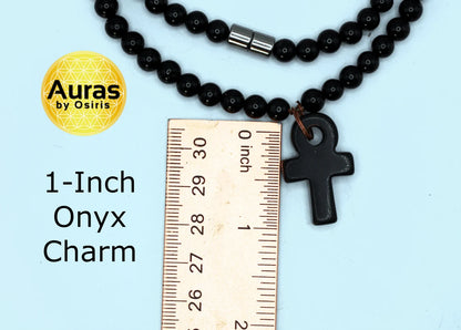 Onyx Necklace with Ankh Charm – A Fusion of Mystery and Ancient Elegance