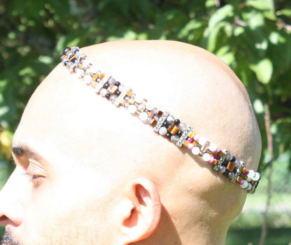 Gemstone - 14k Gold Cosmic Resonance Crown: Tribal Headdress with Moldavite Core - Portal to Ancient Wisdoms | Spiritual Power Amplifier