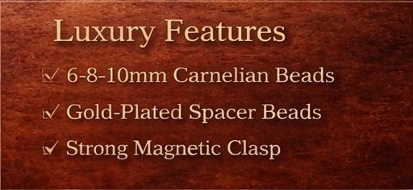 Carnelian Bracelet Graduated Beads – Gold Spacer Beaded Bracelet – Magnetic Clasp – Unisex Gemstone Jewelry