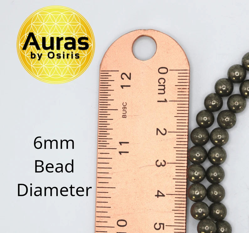 Genuine Pyrite Necklace - Gifts for Men/Women - 6mm/8mm Bead Diameter - Prosperity Jewelry - Protection Stone