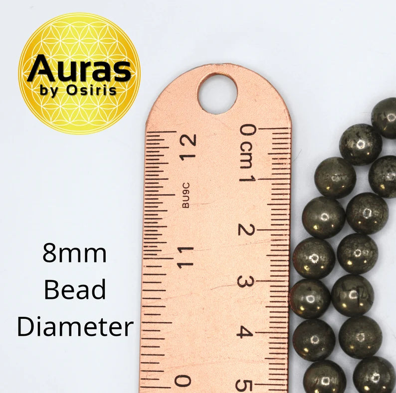 Genuine Pyrite Necklace - Gifts for Men/Women - 6mm/8mm Bead Diameter - Prosperity Jewelry - Protection Stone
