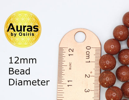 Goldstone Necklace for Men/Women - 12mm Beaded Necklace - Sandstone Jewelry
