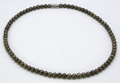 Genuine Pyrite Necklace - Gifts for Men/Women - 6mm/8mm Bead Diameter - Prosperity Jewelry - Protection Stone