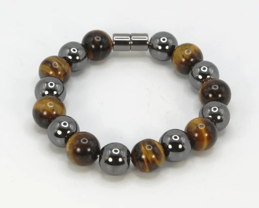 Hematite and Yellow Tiger's Eye Bracelet - A Harmony of Courage and Stability
