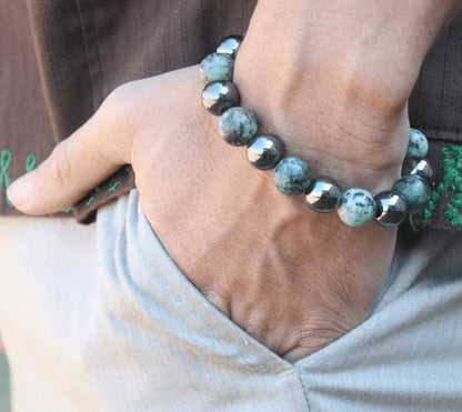 Hematite and African Turquoise Bracelet - A Symbol of Transformation and Healing