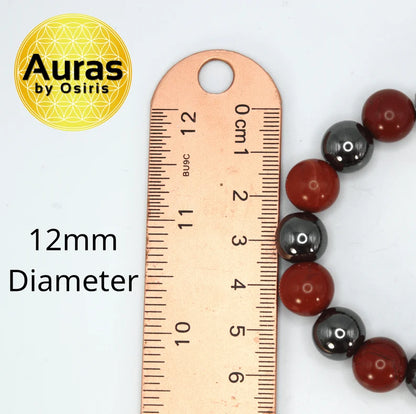 Auras by Osiris Hematite & Red Jasper Bracelet 🖤❤️ | Endurance, Vitality, Grounding & Life Force Gemstone Jewelry (8mm)