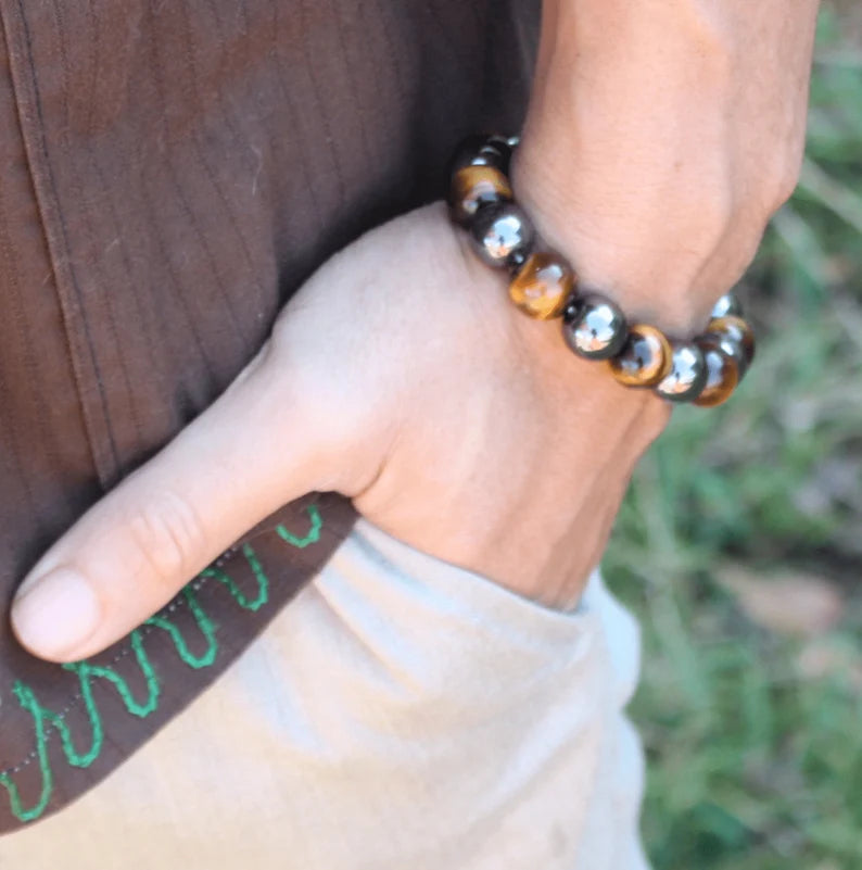 Hematite and Yellow Tiger's Eye Bracelet - A Harmony of Courage and Stability