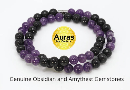 Obsidian and Amethyst Necklace - The Emblem of Protection and Tranquility