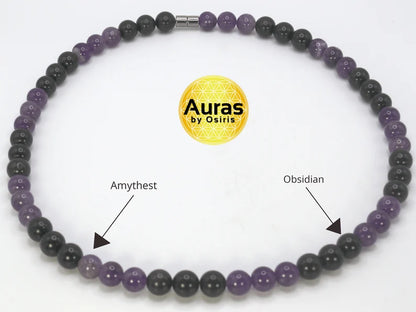 Obsidian and Amethyst Necklace - The Emblem of Protection and Tranquility