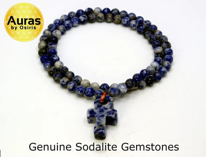 Sodalite Necklace with Ankh Charm – A Fusion of Serenity and Ancient Wisdom