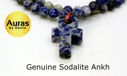 Sodalite Necklace with Ankh Charm – A Fusion of Serenity and Ancient Wisdom