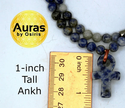 Sodalite Necklace with Ankh Charm – A Fusion of Serenity and Ancient Wisdom