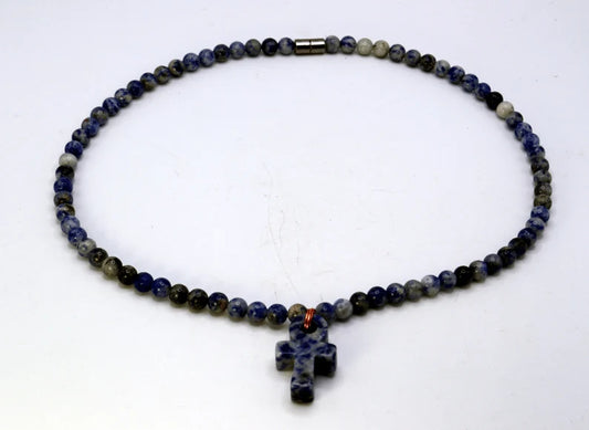 Sodalite Necklace with Ankh Charm – A Fusion of Serenity and Ancient Wisdom