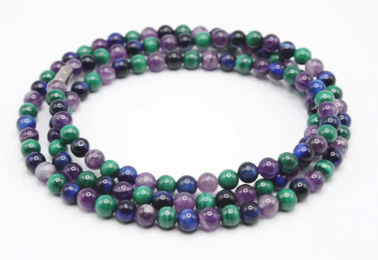 Malachite - Blue Tiger's Eye - Amethyst Necklace - Symphony of Earth and Sky | Mens Necklace | Womens Jewelry