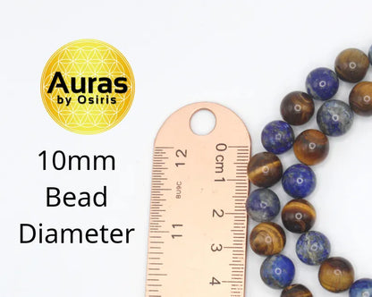 Lapis Lazuli & Yellow Tiger Eye Necklace – 10mm Beaded Choker | Genuine Gemstone Jewelry for Men & Women