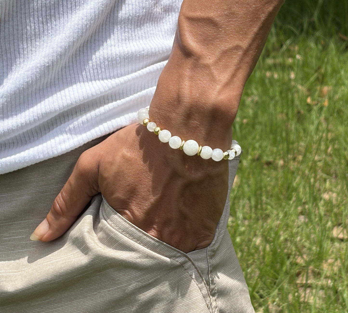 Moonstone Bracelet with Gold Spacers | Magnetic Clasp Bracelet | Intuition & New Beginnings Jewelry