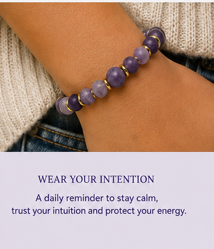 Matte Amethyst Bracelet with Gold Spacers – Magnetic Clasp – Spiritual Awareness Gift – Handmade Jewelry