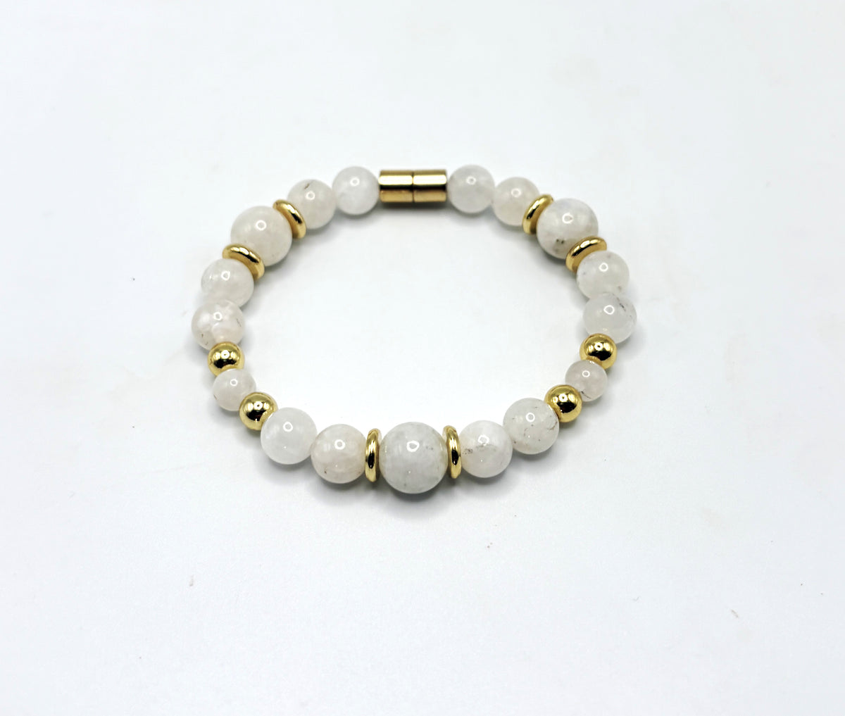 Moonstone Bracelet with Gold Spacers | Magnetic Clasp Bracelet | Intuition & New Beginnings Jewelry