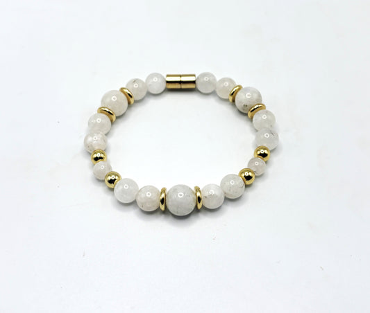 Moonstone Bracelet with Gold Spacers | Magnetic Clasp Bracelet | Intuition & New Beginnings Jewelry