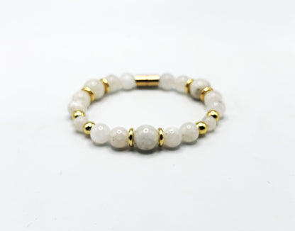 Moonstone Bracelet with Gold Spacers | Magnetic Clasp Bracelet | Intuition & New Beginnings Jewelry