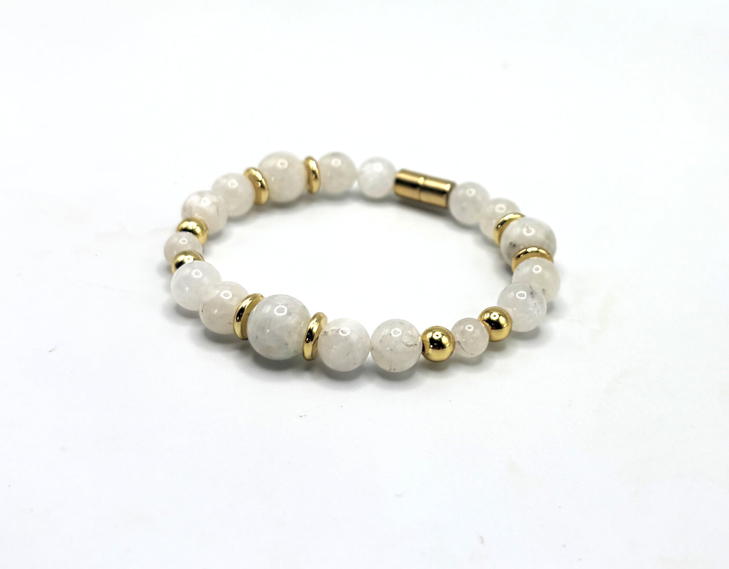 Moonstone Bracelet with Gold Spacers | Magnetic Clasp Bracelet | Intuition & New Beginnings Jewelry