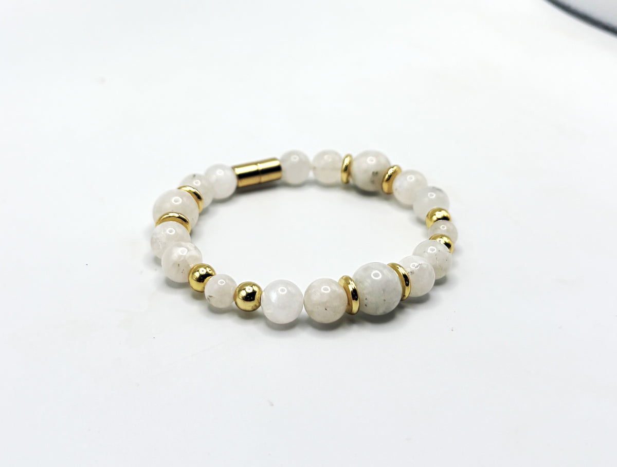 Moonstone Bracelet with Gold Spacers | Magnetic Clasp Bracelet | Intuition & New Beginnings Jewelry